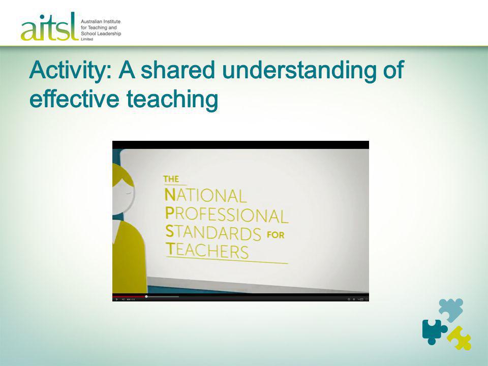 Activity: A shared understanding of effective teaching