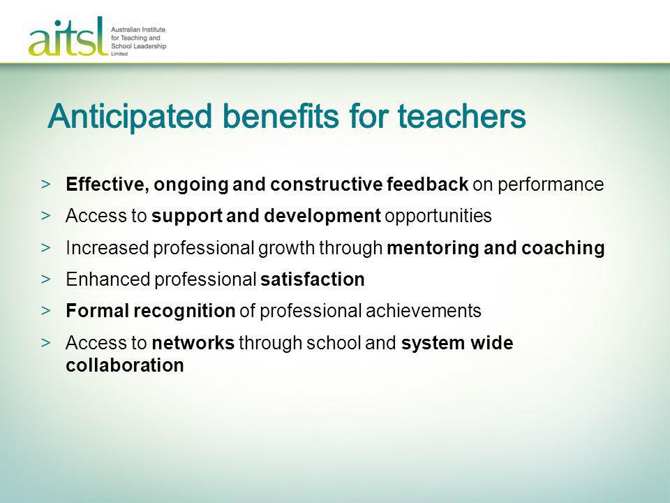 Anticipated benefits for teachers