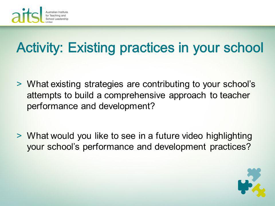 Activity: Existing practices in your school