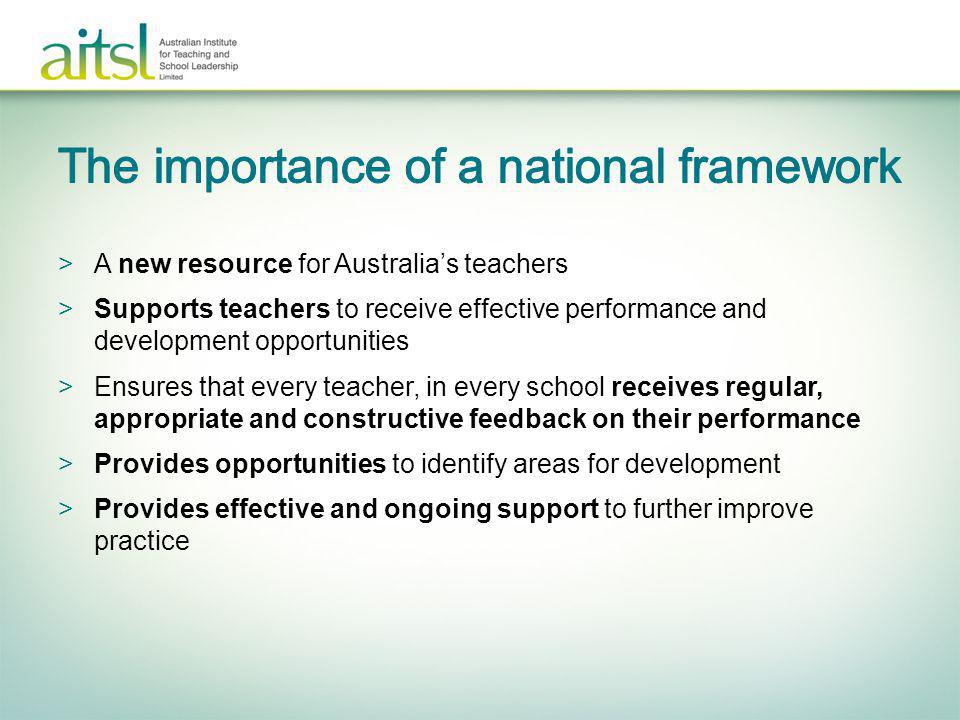 The importance of a national framework