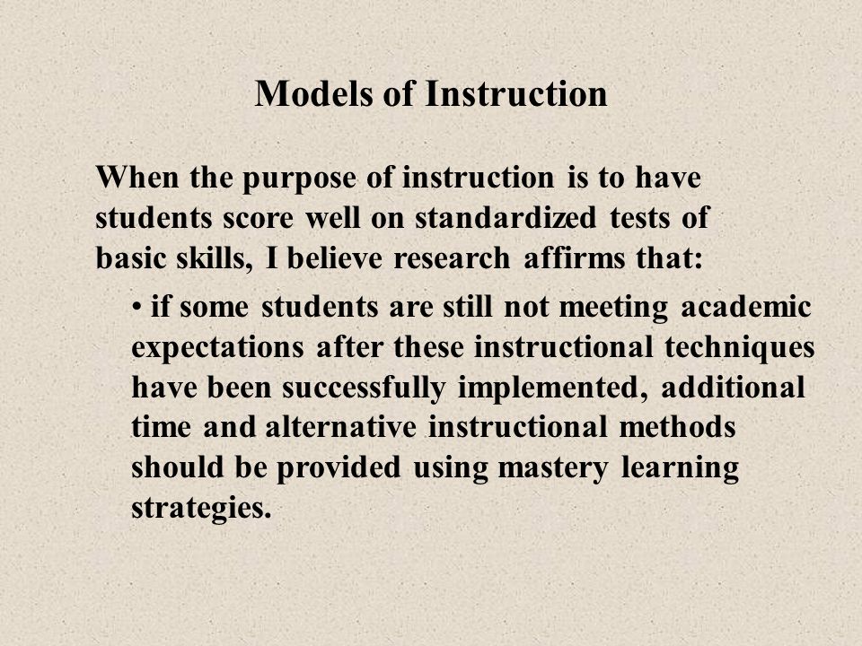 Models of Instruction