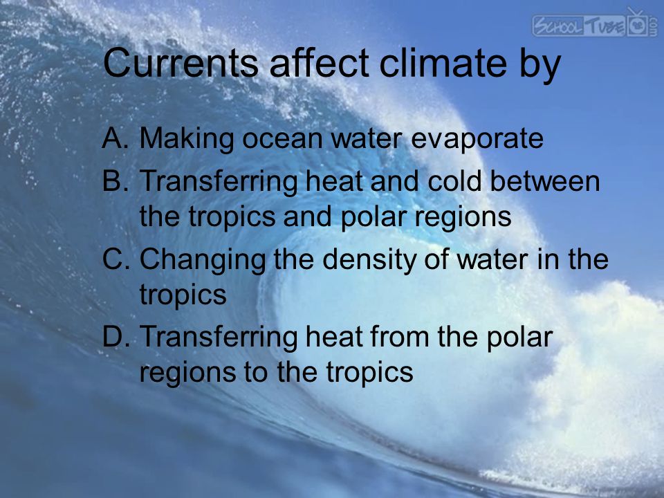 Currents affect climate by