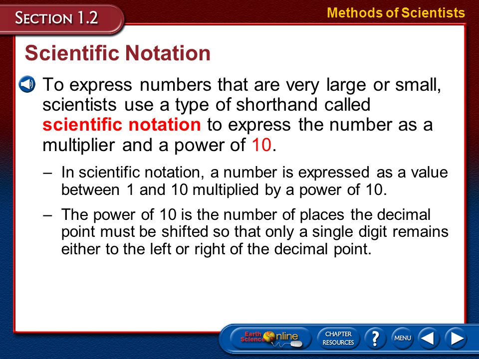 Methods of Scientists Scientific Notation.