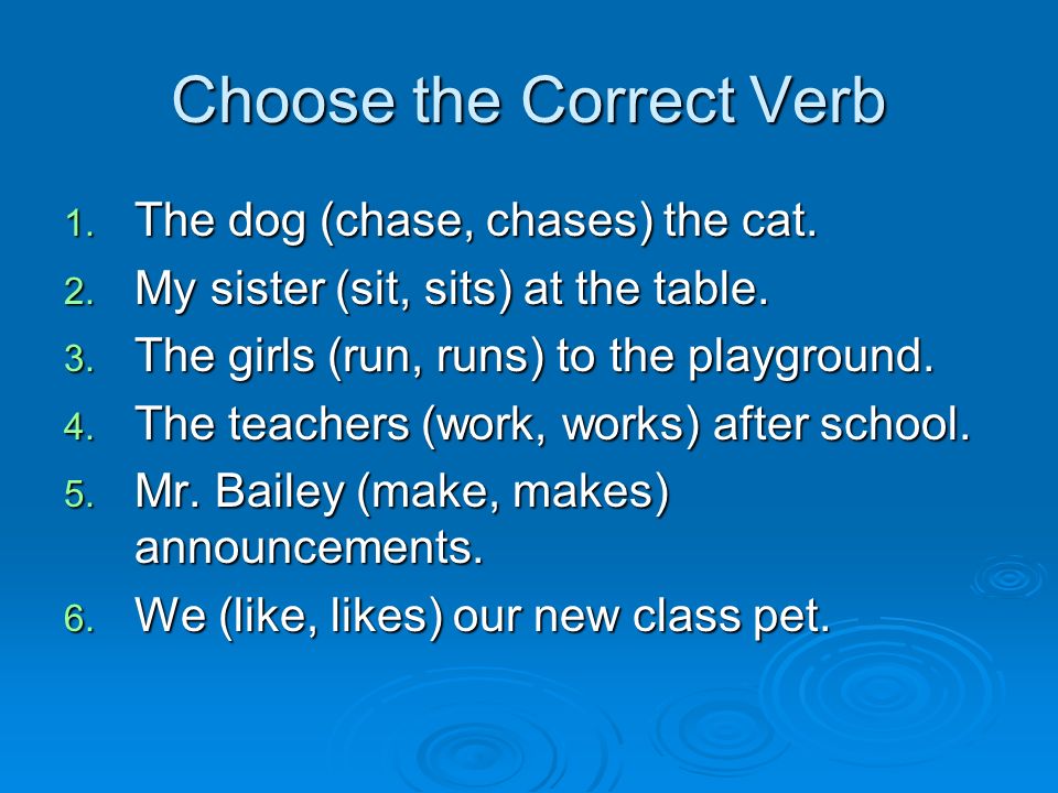 Choose the Correct Verb