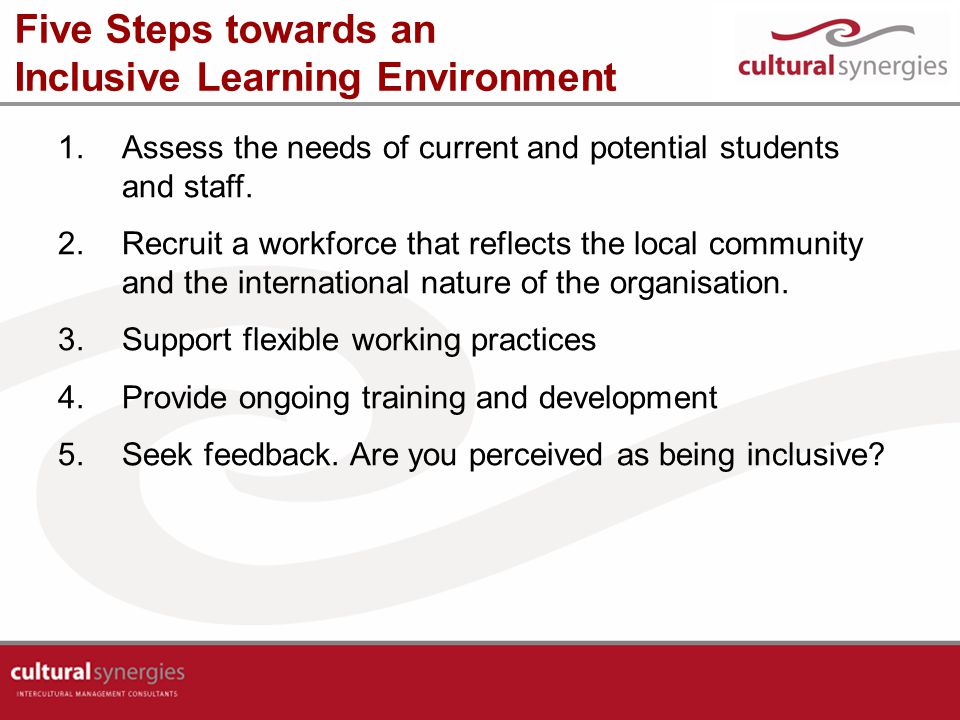 Five Steps towards an Inclusive Learning Environment