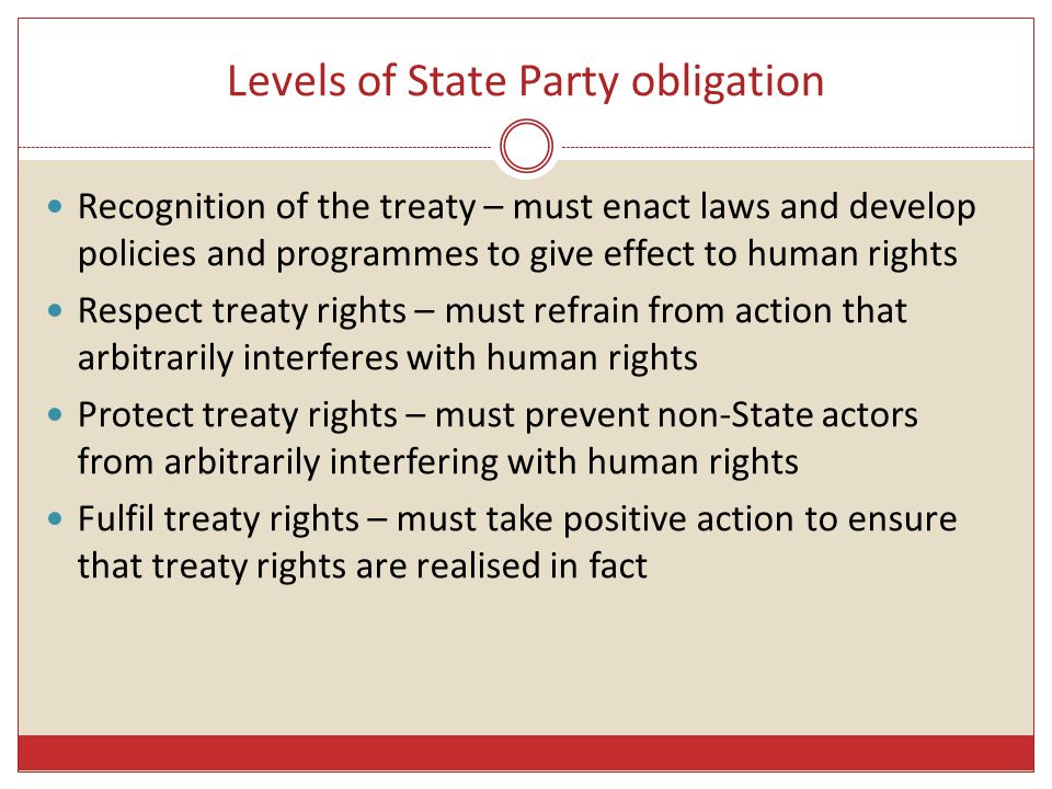 Levels of State Party obligation