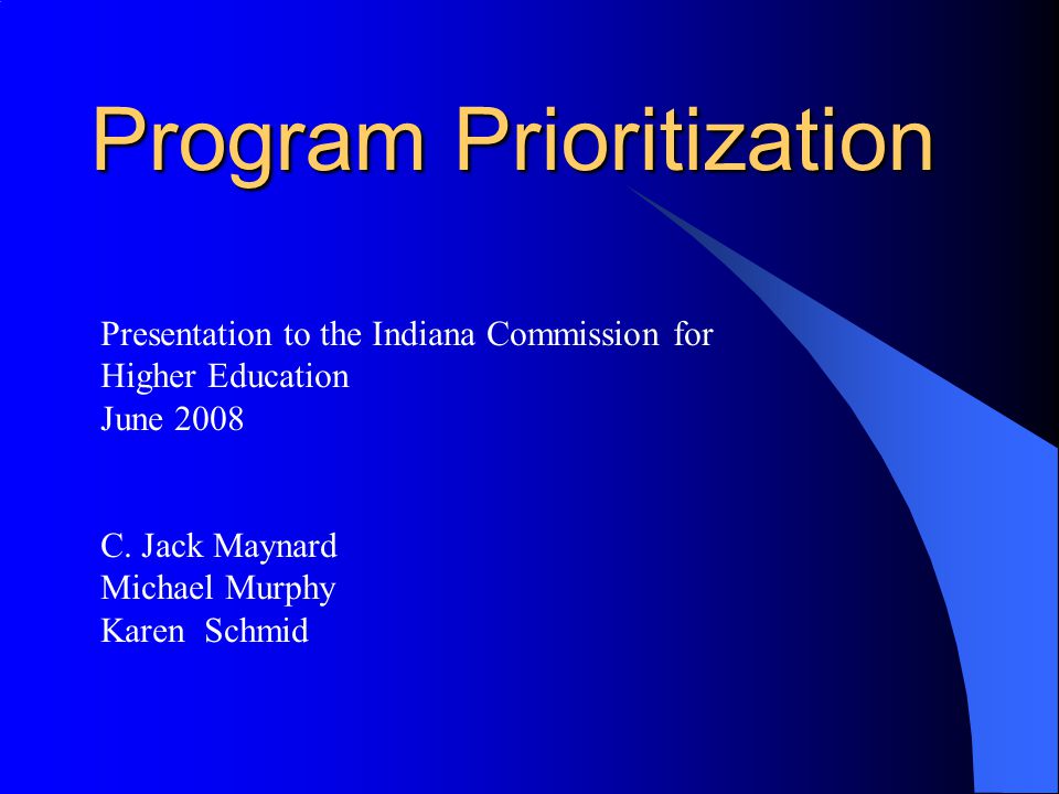 Program Prioritization