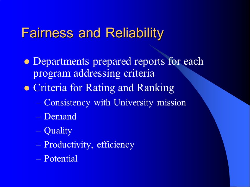 Fairness and Reliability