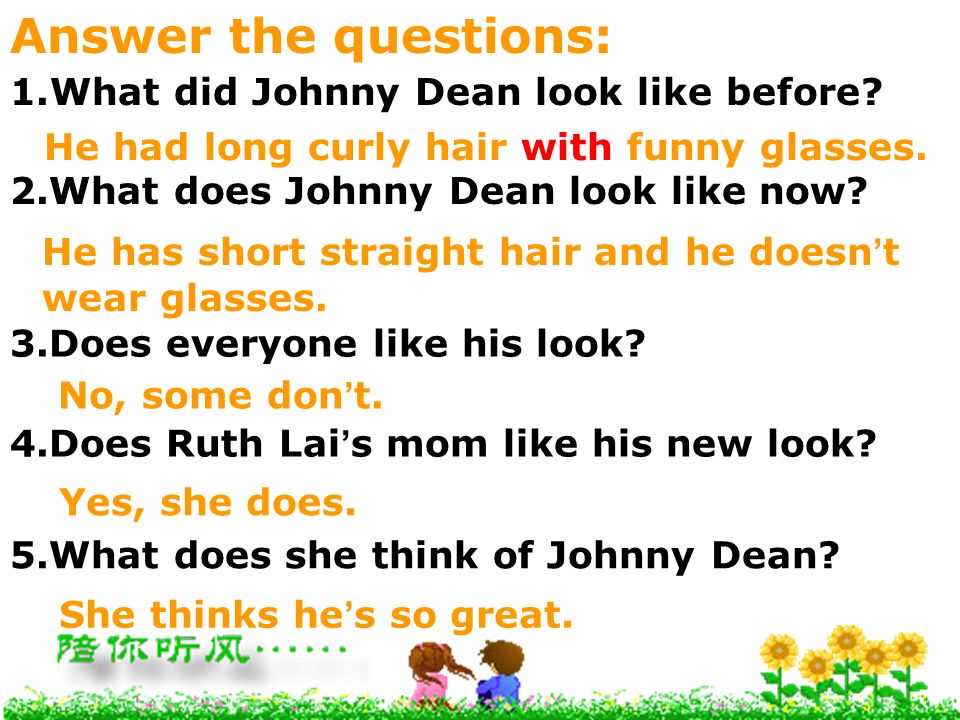 Answer the questions: What did Johnny Dean look like before