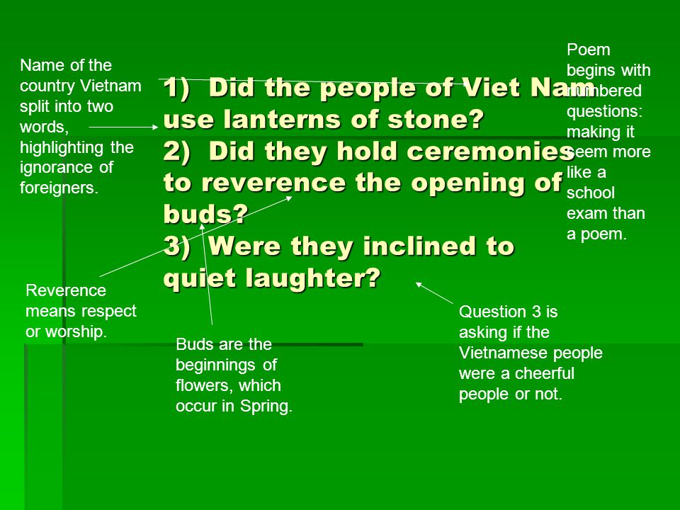1) Did the people of Viet Nam use lanterns of stone