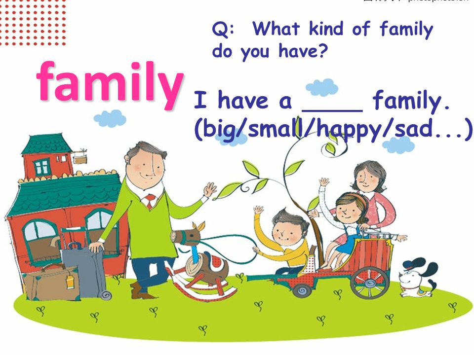 family I have a ____ family. (big/small/happy/sad...)