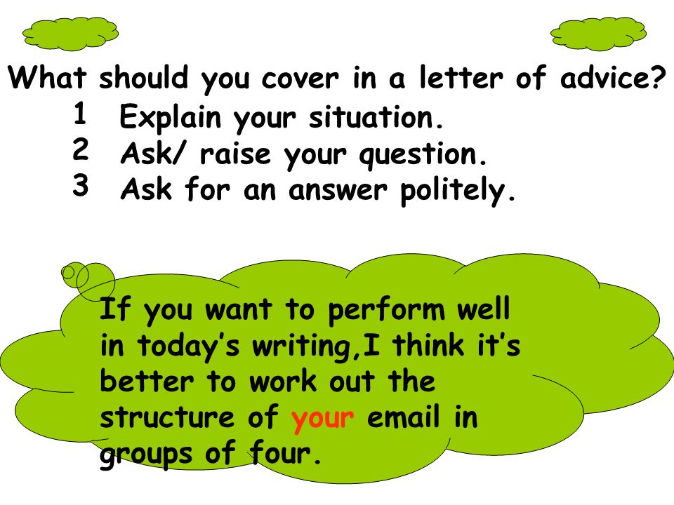What should you cover in a letter of advice