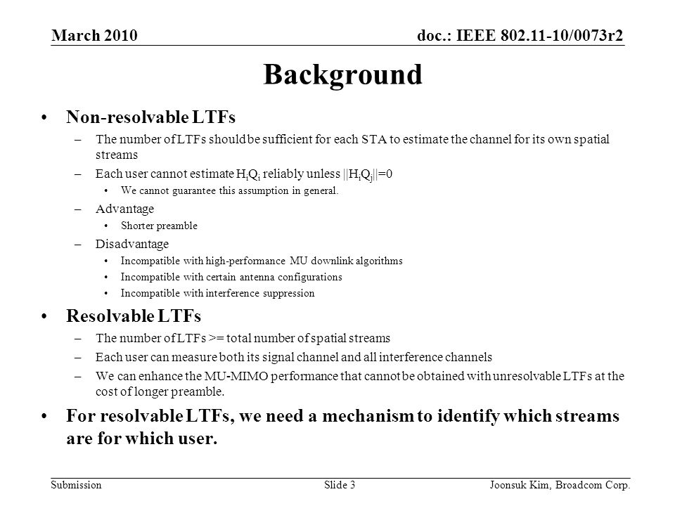 Background Non-resolvable LTFs Resolvable LTFs