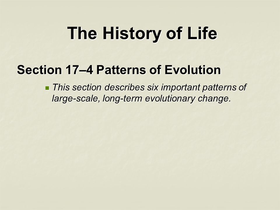 The History Of Life Section 17 4 Patterns Of Evolution Ppt Video Online Download