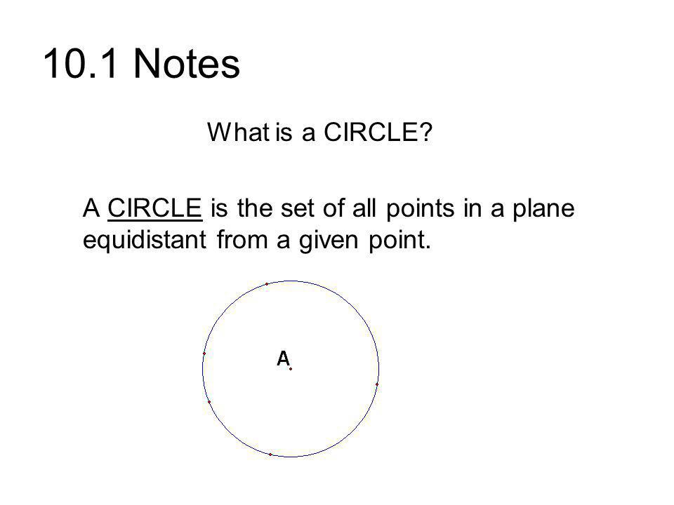 10.1 Notes What is a CIRCLE.