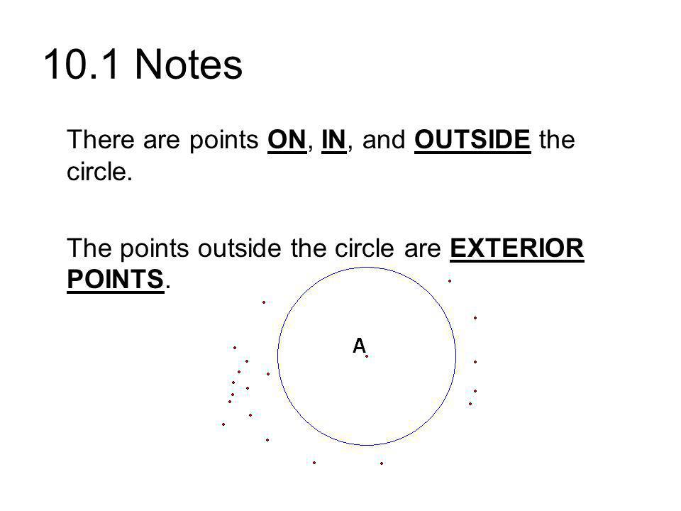 10.1 Notes There are points ON, IN, and OUTSIDE the circle.