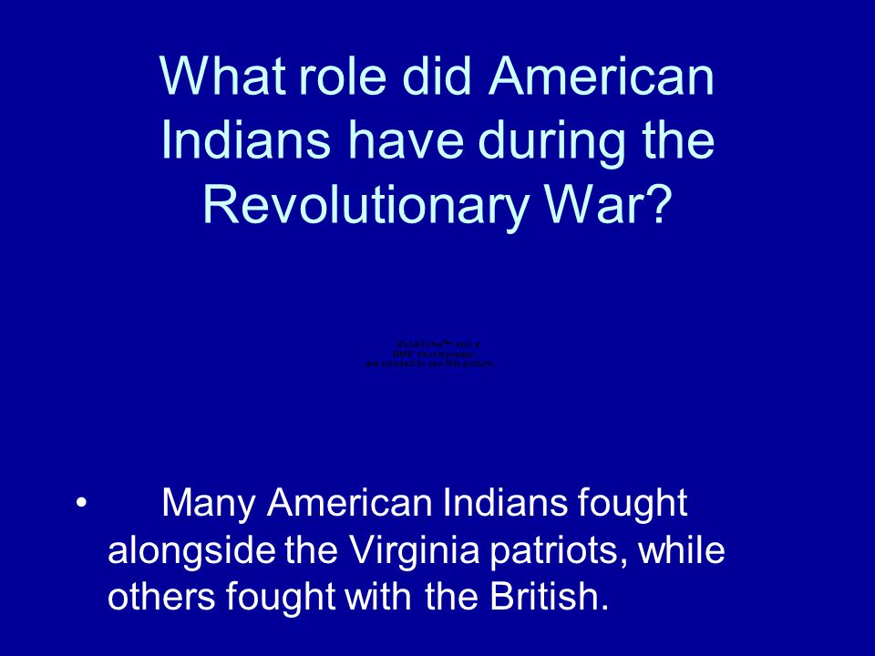 What role did American Indians have during the Revolutionary War