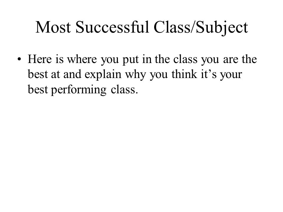 Most Successful Class/Subject