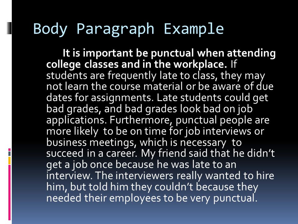 Body Paragraph Example