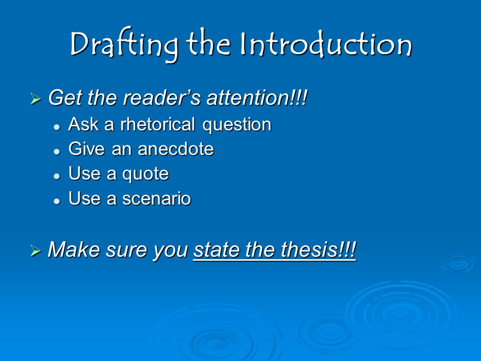 Drafting the Introduction