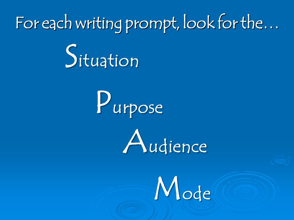 For each writing prompt, look for the…