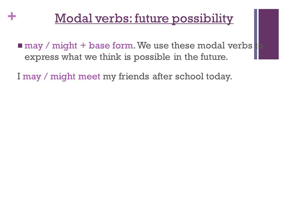 Modal verbs: future possibility