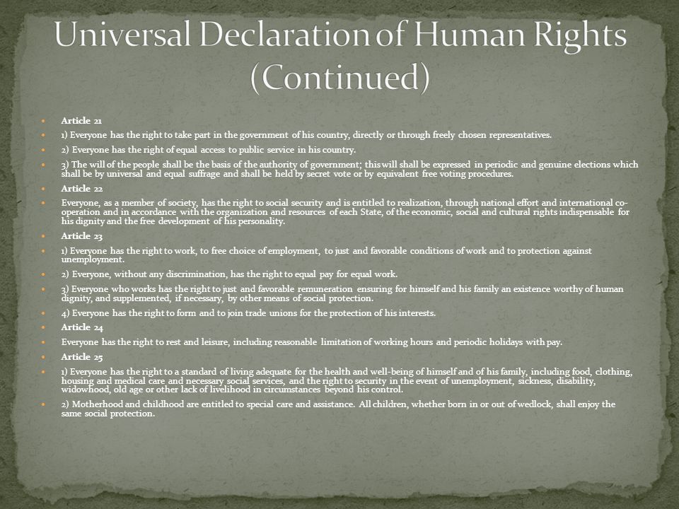 Universal Declaration of Human Rights (Continued)