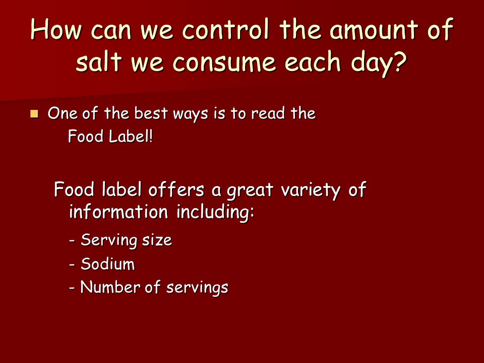 How can we control the amount of salt we consume each day