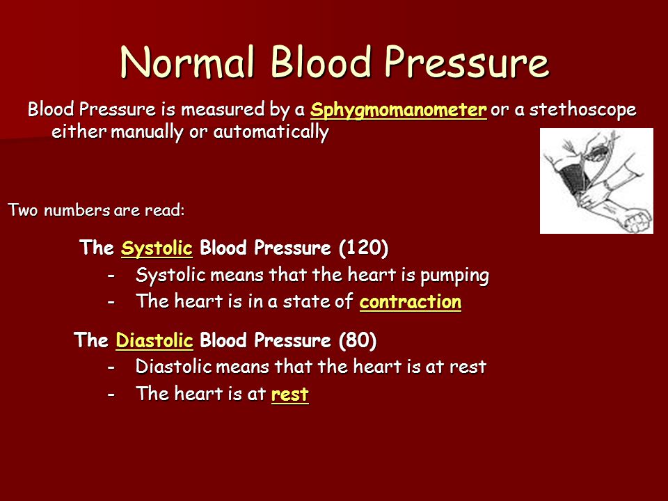 Normal Blood Pressure The Systolic Blood Pressure (120)