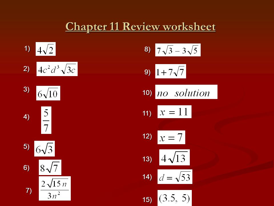 Chapter 11 Review worksheet