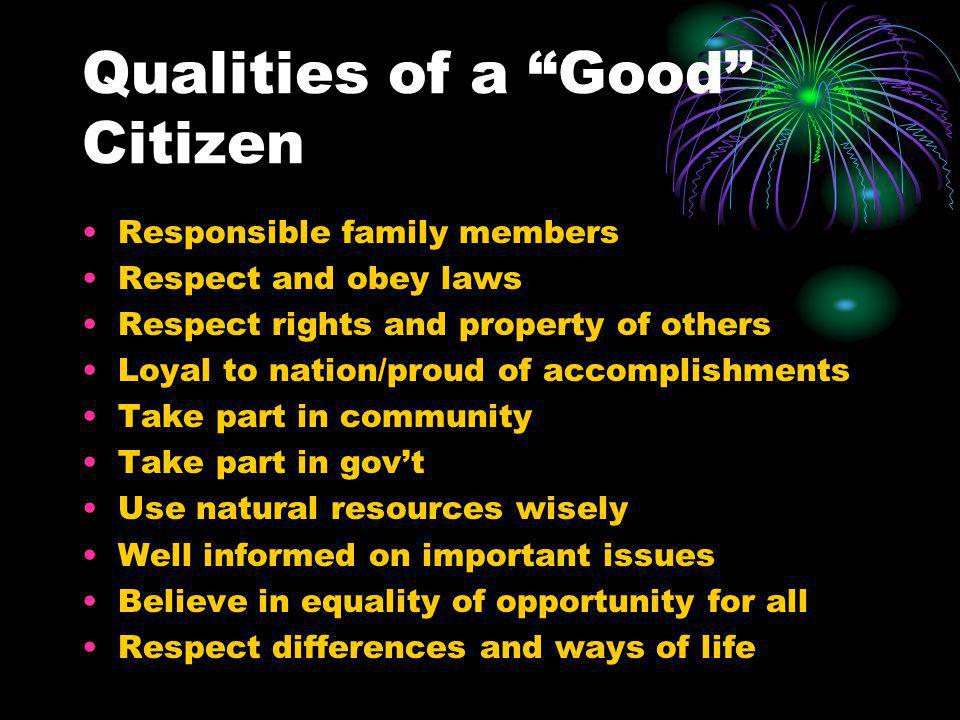 Qualities of a Good Citizen