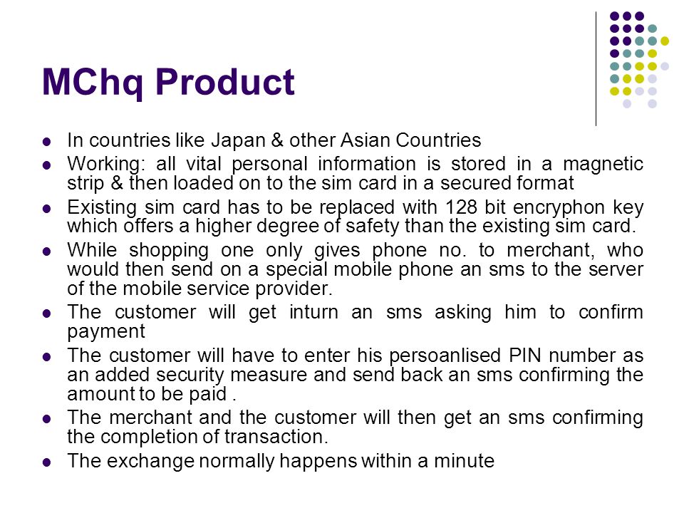 MChq Product In countries like Japan & other Asian Countries