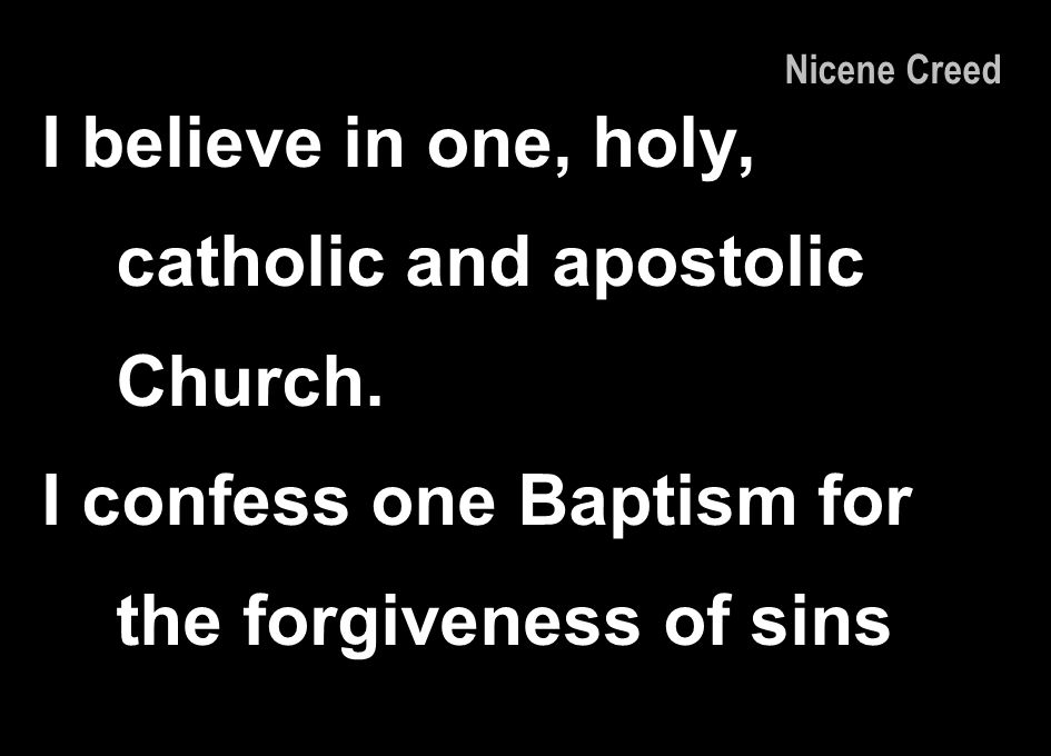 I believe in one, holy, catholic and apostolic Church.
