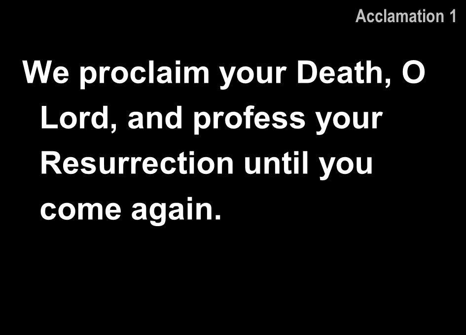 Acclamation 1 We proclaim your Death, O Lord, and profess your Resurrection until you come again.