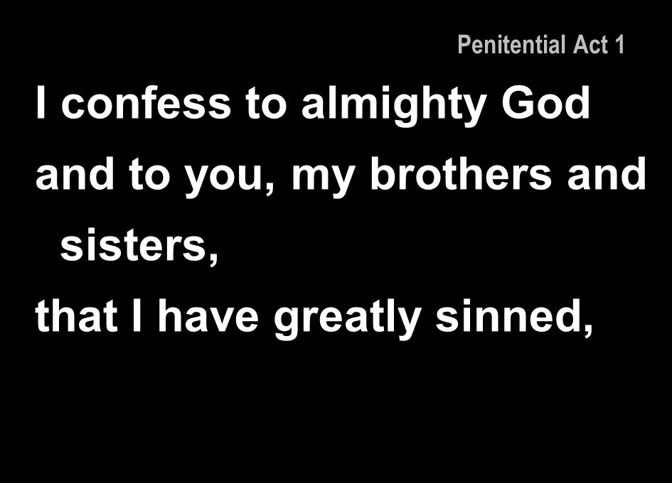 I confess to almighty God and to you, my brothers and sisters,