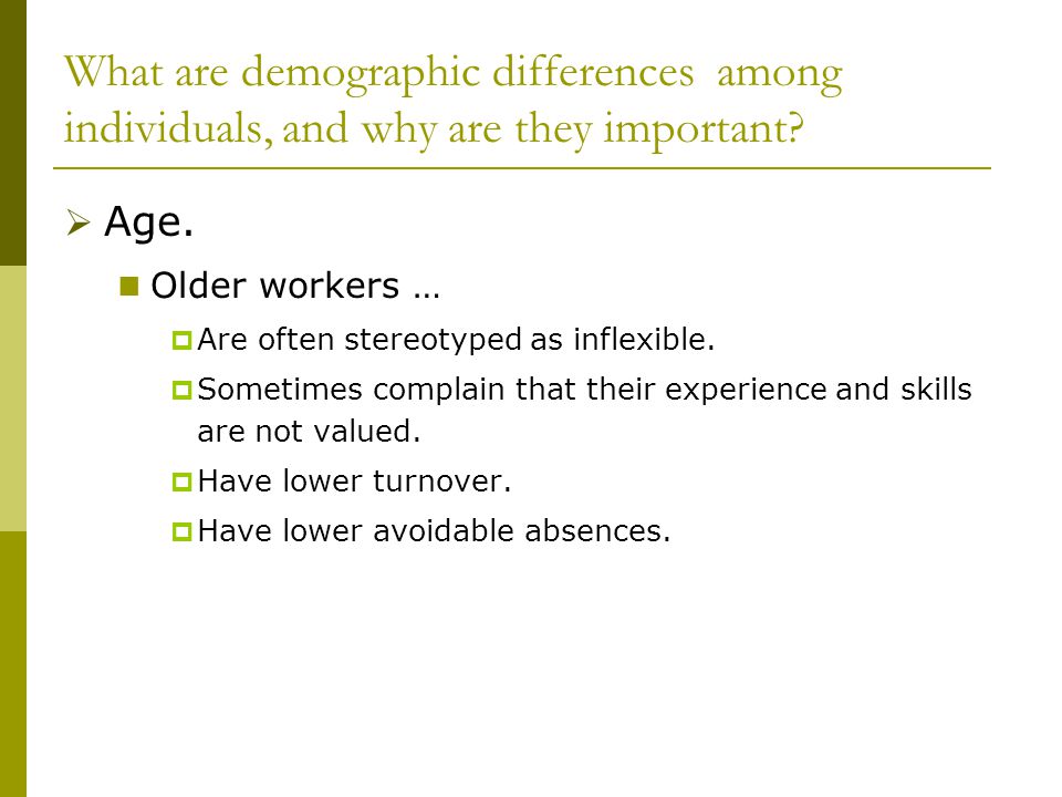 What are demographic differences among individuals, and why are they important
