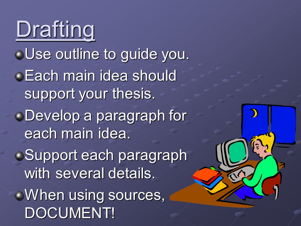 Drafting Use outline to guide you.