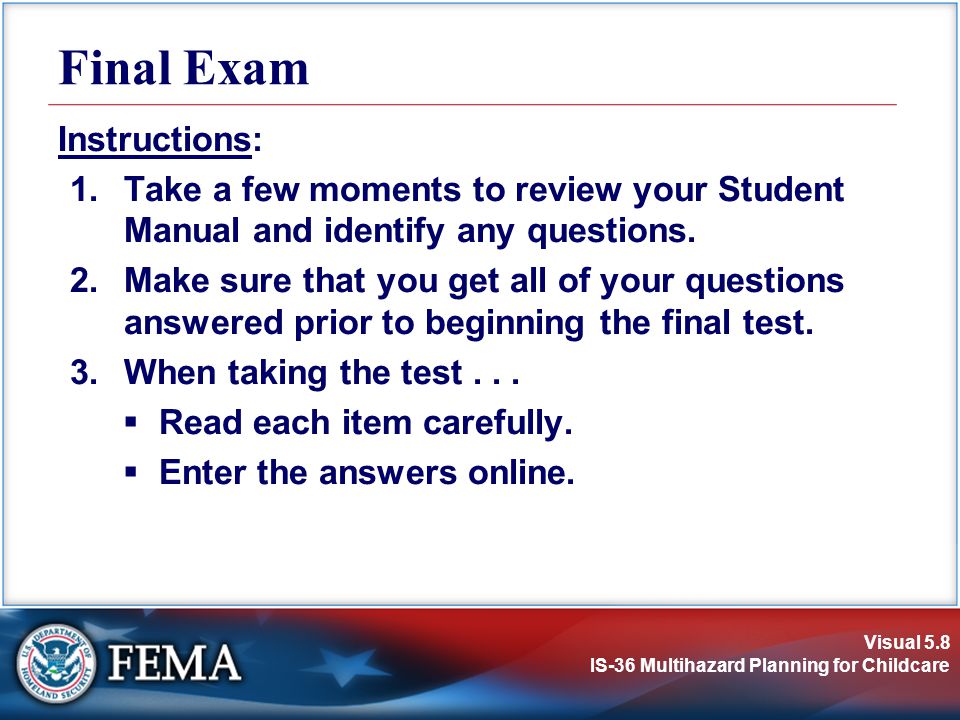 Final Exam Instructions: