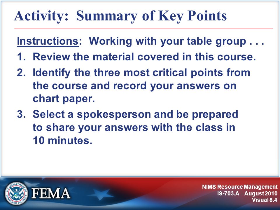Activity: Summary of Key Points