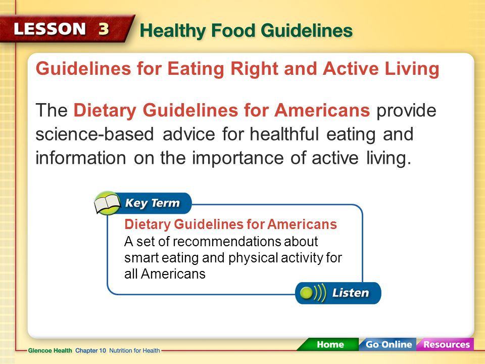 Guidelines for Eating Right and Active Living