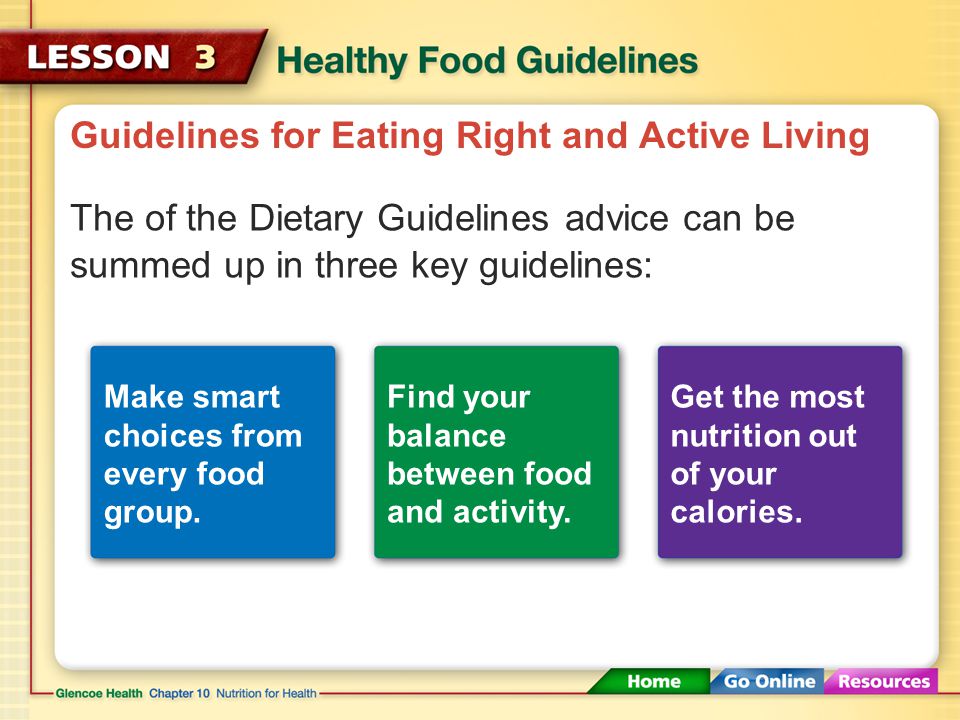 Guidelines for Eating Right and Active Living
