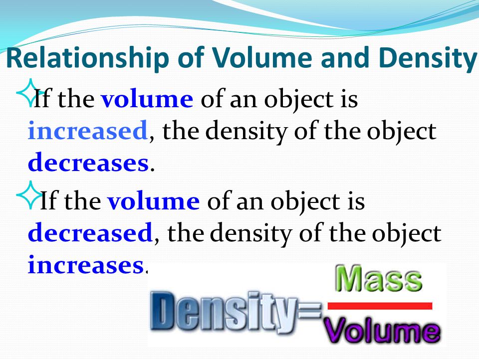 Relationship of Volume and Density