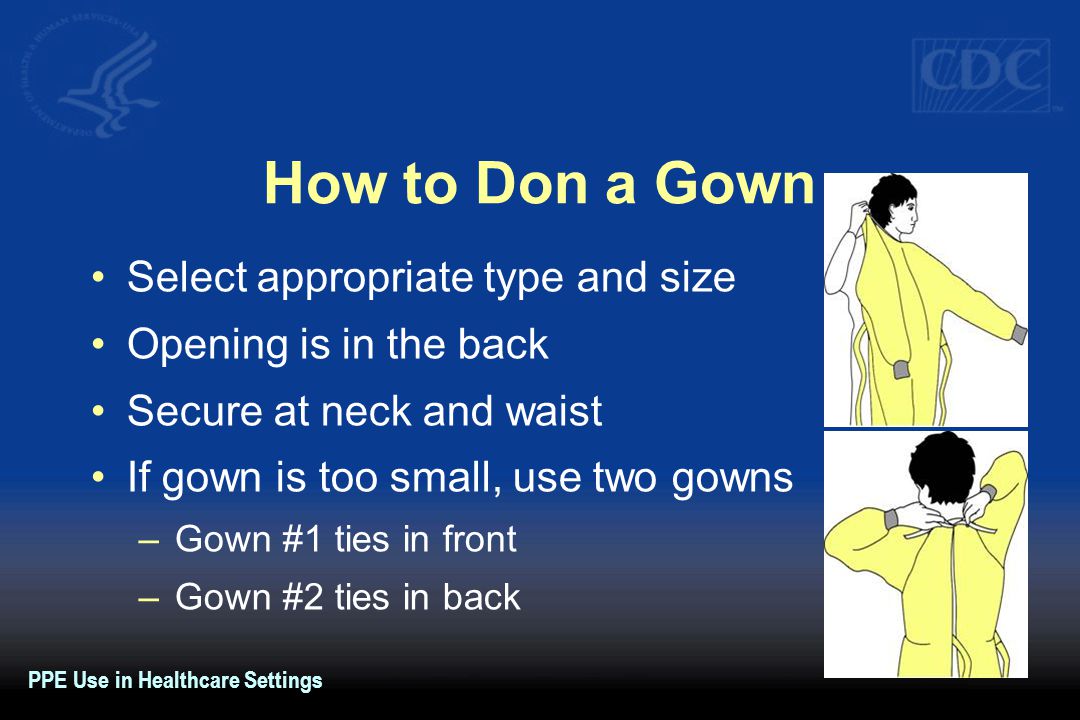 How to Don a Gown Select appropriate type and size