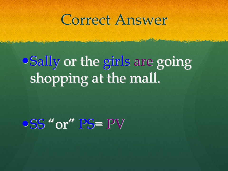 Correct Answer Sally or the girls are going shopping at the mall.