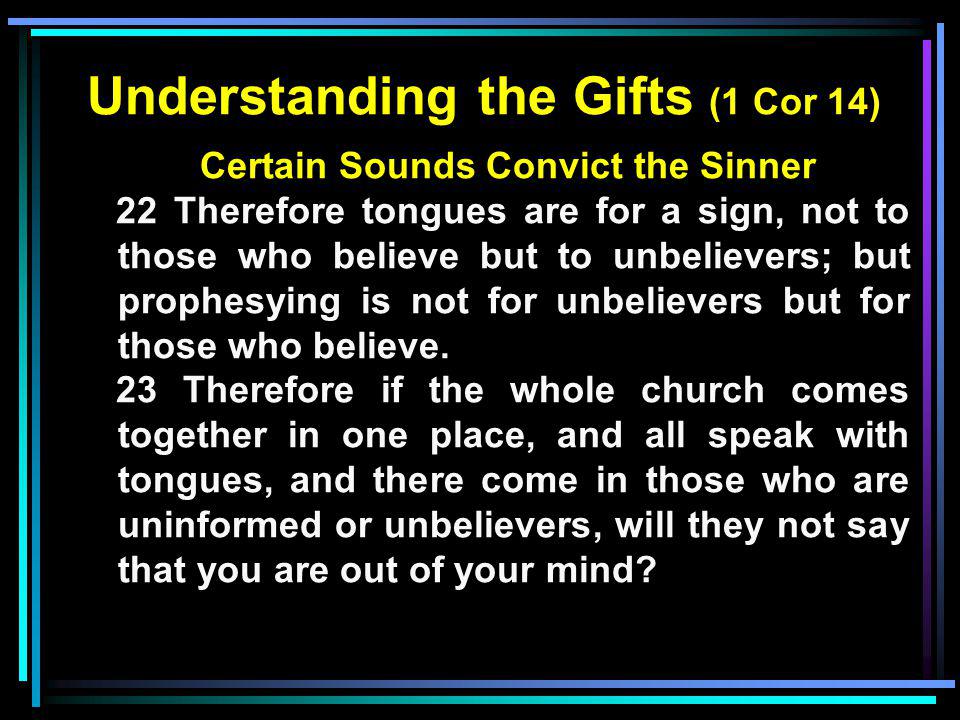Understanding the Gifts (1 Cor 14) Certain Sounds Convict the Sinner