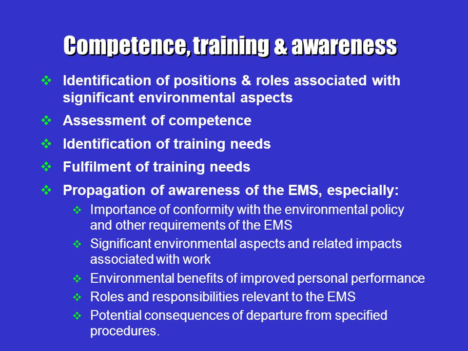 Competence, training & awareness