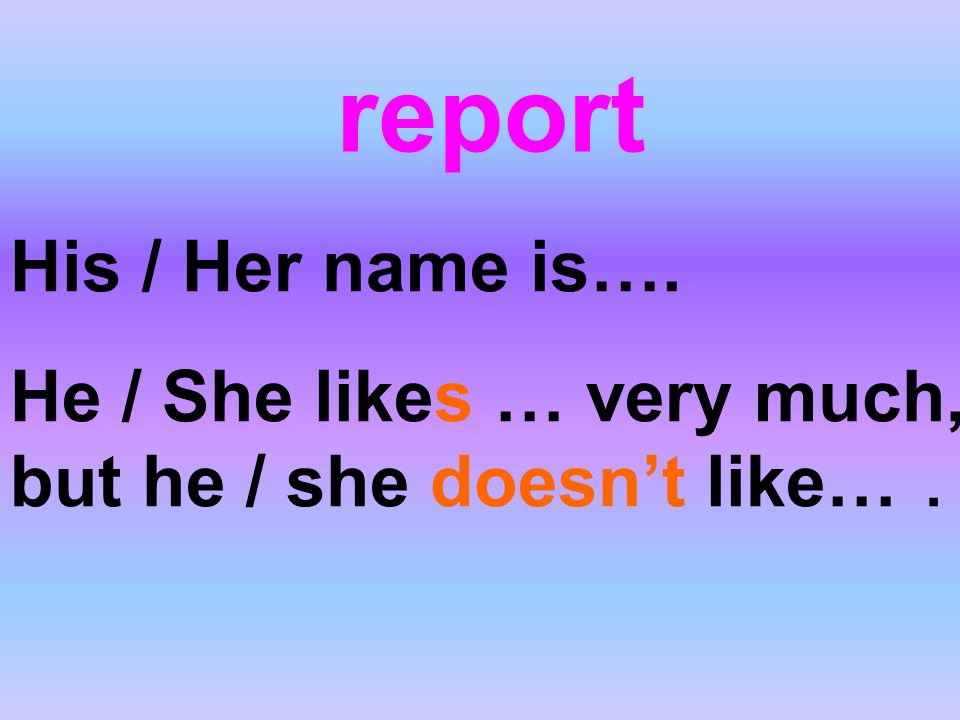 report His / Her name is….