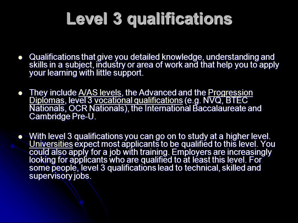 Level 3 qualifications