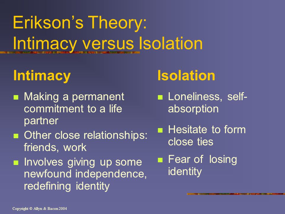 Erikson’s Theory: Intimacy versus Isolation