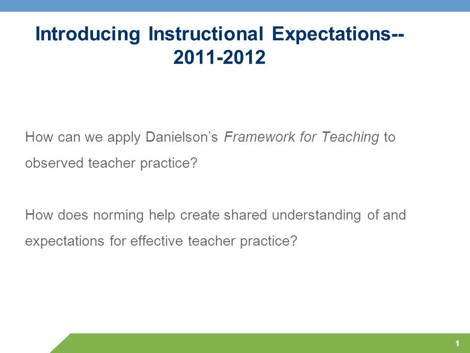 Introducing Instructional Expectations